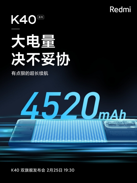 Xiaomi показала Redmi K40 Pro и стала известна ёмкость батареи