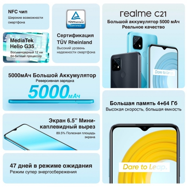 Стоимость Realme C20 NFC и Realme C21 в России